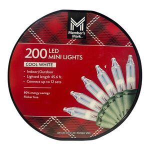 Cool White - Member's Mark Indoor/Outdoor Expandable LED Mini Lights, 45.6ft, 20